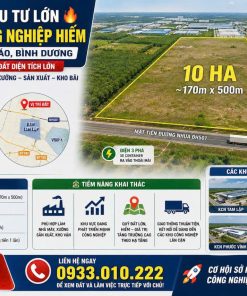 QUỸ ĐẤT CÔNG NGHIỆP HIẾM TẠI TAM LẬP, PHÚ GIÁO, BÌNH DƯƠNG. 10 hecta (kích thước ~170m x 500m)